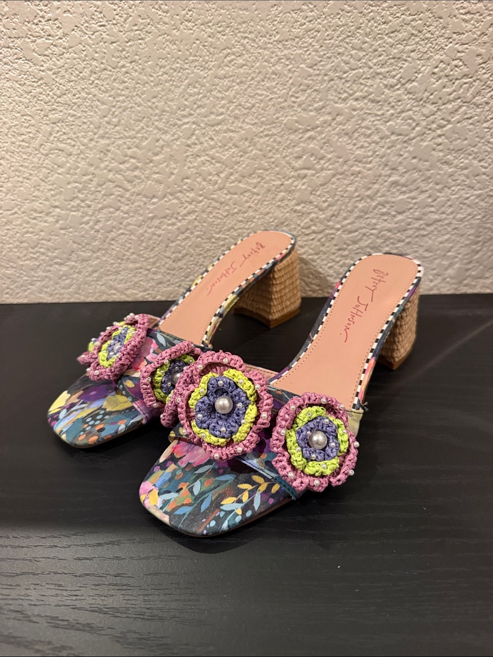 Betsey Johnson Deitrich Bright Multicolor Block Heel Mule Sandals - Picture 8 of 16